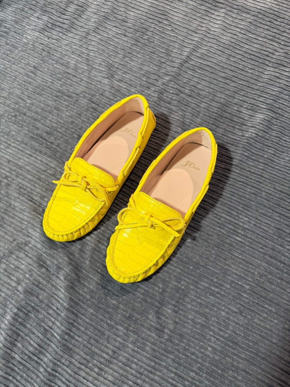 J. Crew Yellow Croc-Embossed Driving Loafers